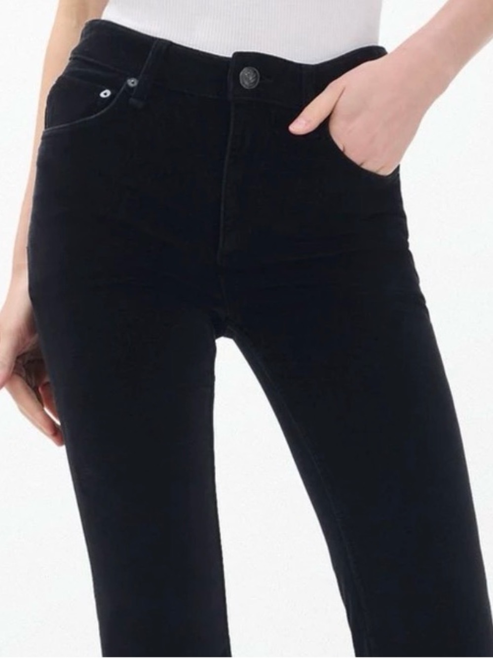 rag & bone Black High-Rise Ankle Skinny Velvet Jeans - Black size 25